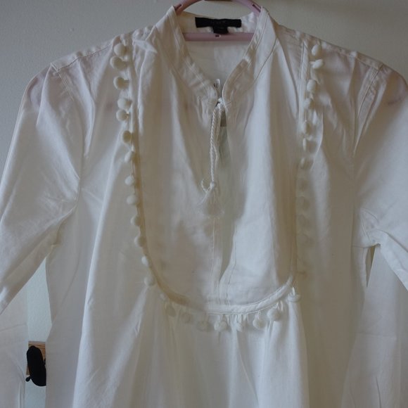 J.Crew A7444 Pom-Pom Tassel Swim Cotton Beach Tunic Top XXS 00 - Picture 7 of 16